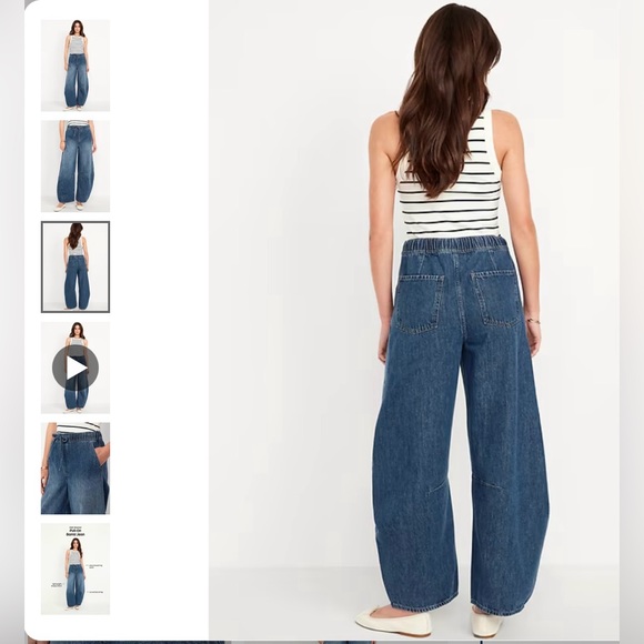Old Navy High-Waisted Pull-On Barrel Jean Sz Large, EUC - Picture 3 of 14